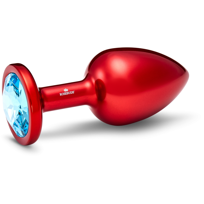 Butt plug EXTRA LARGE ALUMINUM RED CRYSTAL Original Aluminum Range Size  XL Crystal Aquamarine  1.57 in