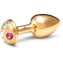 Medium Stainless Steel Gold Strassbud Gold Crystal